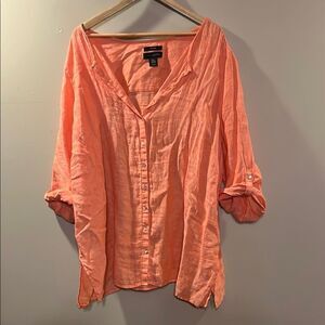 Tahari Linen Button-Down Shirt